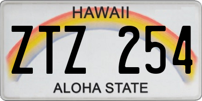 HI license plate ZTZ254