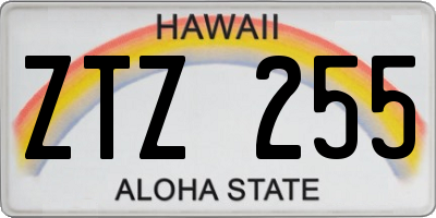HI license plate ZTZ255