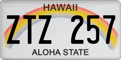 HI license plate ZTZ257