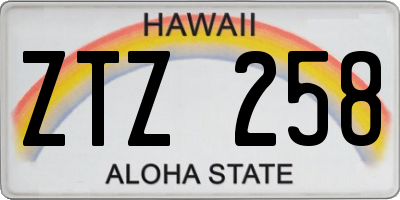 HI license plate ZTZ258