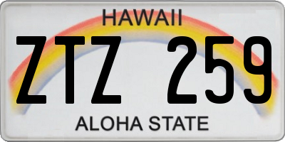 HI license plate ZTZ259