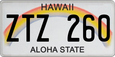 HI license plate ZTZ260