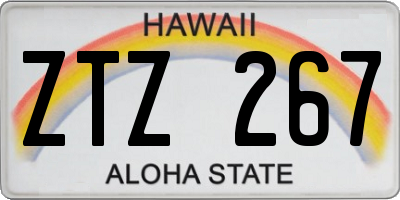 HI license plate ZTZ267