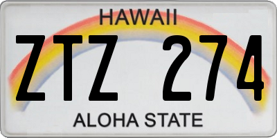 HI license plate ZTZ274
