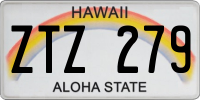 HI license plate ZTZ279