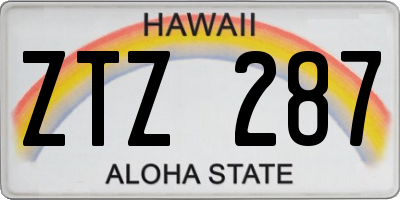 HI license plate ZTZ287