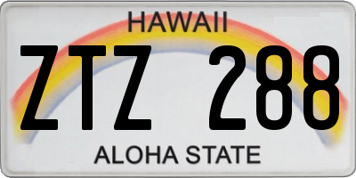 HI license plate ZTZ288