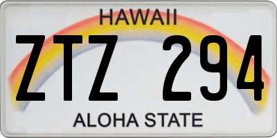 HI license plate ZTZ294