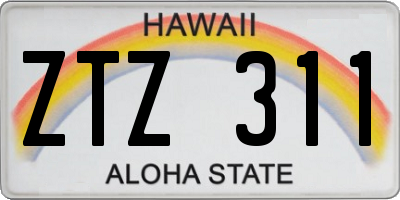 HI license plate ZTZ311