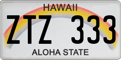 HI license plate ZTZ333