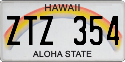 HI license plate ZTZ354
