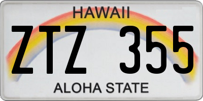 HI license plate ZTZ355