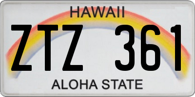 HI license plate ZTZ361