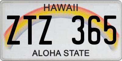 HI license plate ZTZ365