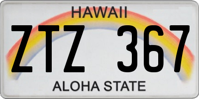 HI license plate ZTZ367