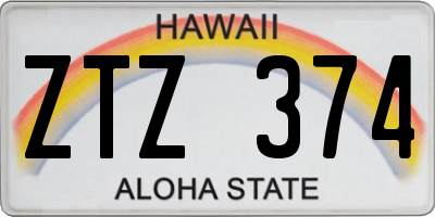 HI license plate ZTZ374