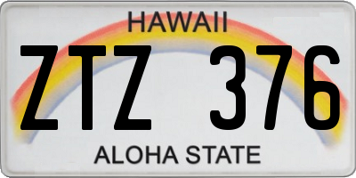 HI license plate ZTZ376