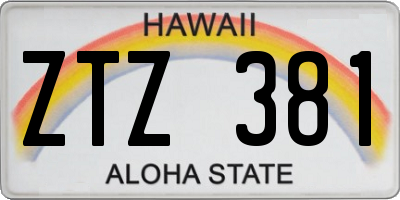 HI license plate ZTZ381
