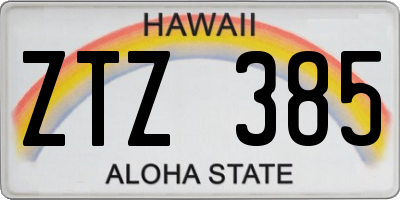 HI license plate ZTZ385