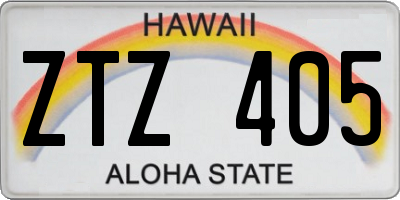 HI license plate ZTZ405
