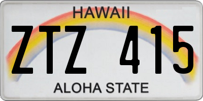 HI license plate ZTZ415