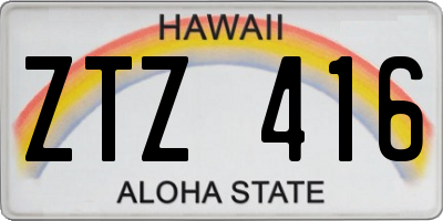 HI license plate ZTZ416