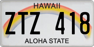 HI license plate ZTZ418