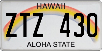 HI license plate ZTZ430