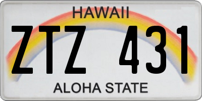 HI license plate ZTZ431