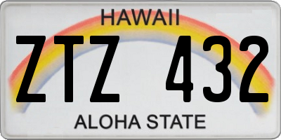 HI license plate ZTZ432