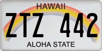 HI license plate ZTZ442