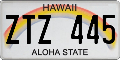 HI license plate ZTZ445