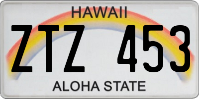 HI license plate ZTZ453