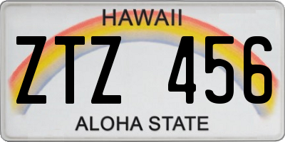 HI license plate ZTZ456