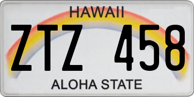 HI license plate ZTZ458