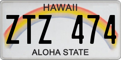 HI license plate ZTZ474