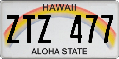HI license plate ZTZ477