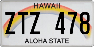 HI license plate ZTZ478