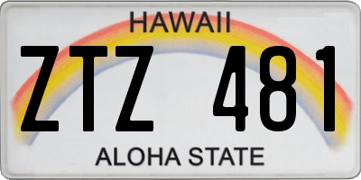 HI license plate ZTZ481