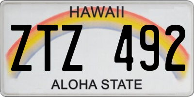 HI license plate ZTZ492