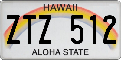 HI license plate ZTZ512