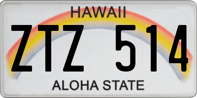 HI license plate ZTZ514