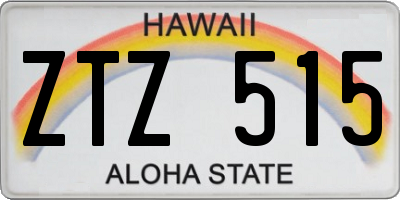 HI license plate ZTZ515