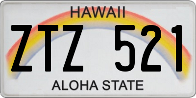 HI license plate ZTZ521