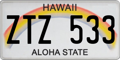 HI license plate ZTZ533