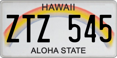 HI license plate ZTZ545
