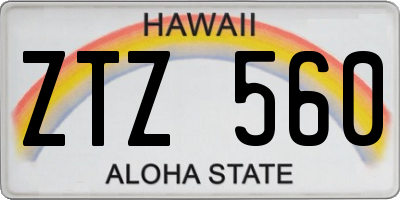 HI license plate ZTZ560