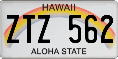 HI license plate ZTZ562
