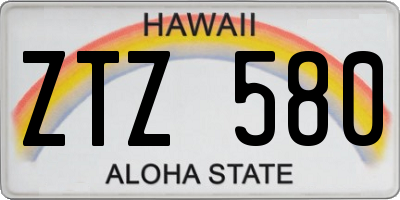 HI license plate ZTZ580
