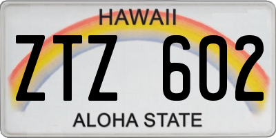HI license plate ZTZ602